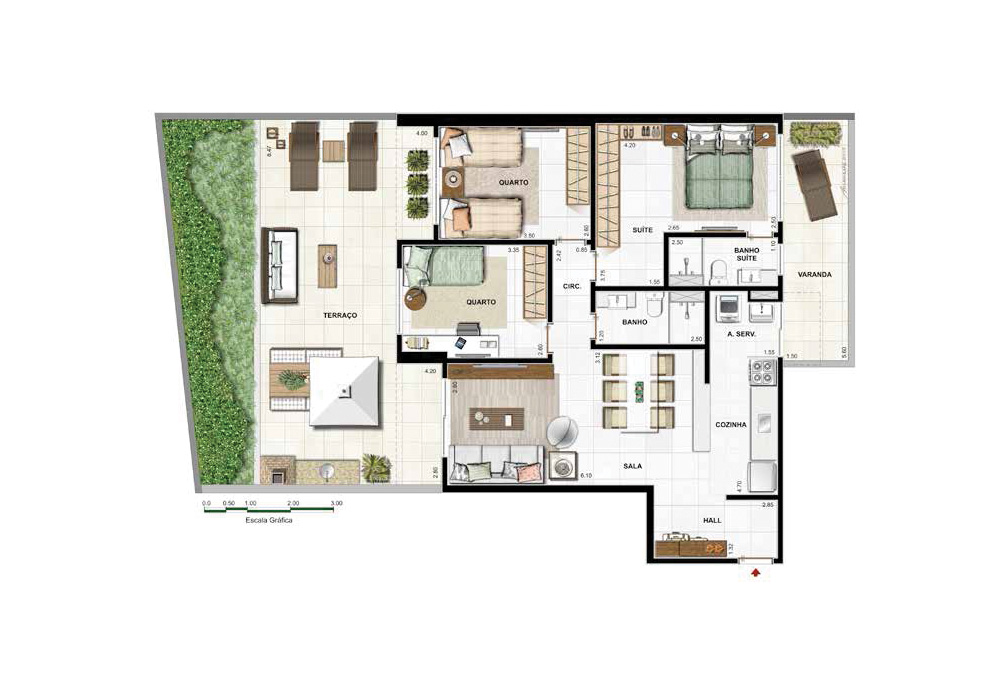 3 quartos (1 suíte) 138,50m2